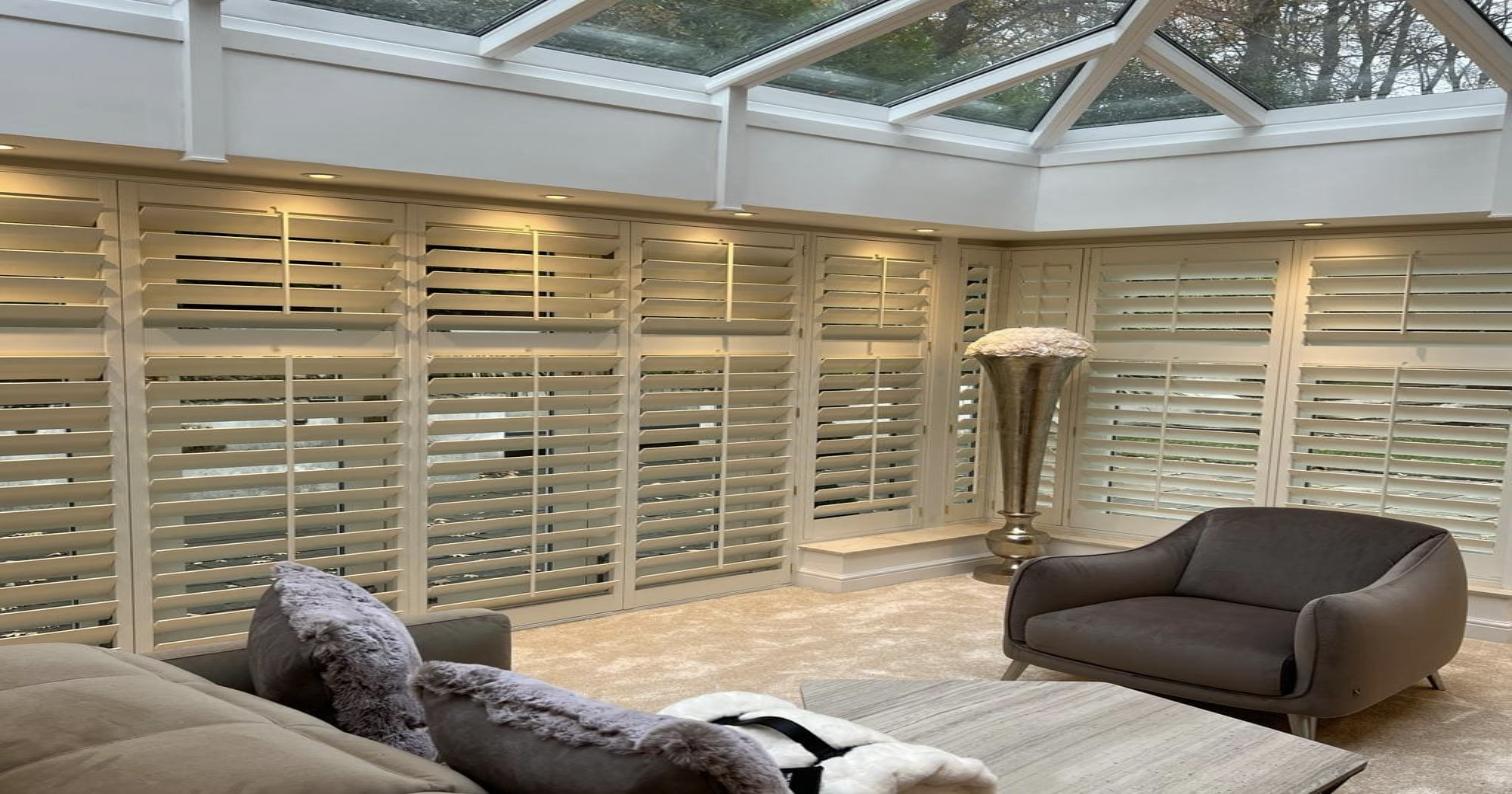 Graino Paulownia shutters conservatory installation